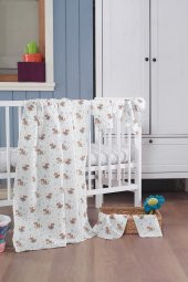 Müslin Bebek Battaniye + Ağız Bezi (4lü) 90x80 - 1