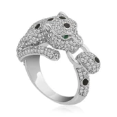 Lucky Life 925 Ayar Gumuss Kaplan Figürlü Bayan Yüzük - 1