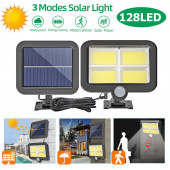 F128 Cob Led Güneş Enerjili 3 Mod Sensörlü 5 Metre Kablolu Kaliteli Sensörlü Solar Sokak Lambası thumbnail 1