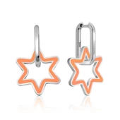 Lucky Life 925 Ayar Gumuss Fosforlu Turuncu Yıldız Küpe - 1