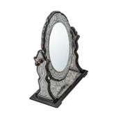 Lucky Life 925 Ayar Gumuss  Çiçek Desenli Oval Çift Taraflı Ayna - 4