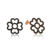 Lucky Life 925 Ayar Gumuss Kalp Yapraklı Çiçek Küpe - 1