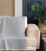 Viven Natural Keten Koltuk Örtüsü | Yakmaz Pamuklu Çekyat Örtüsü | Koltuk Şalı - 6