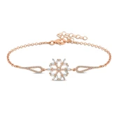 Lucky Life 925 Ayar Gumuss  Rose Baget Taşlı Kar Tanesi Bileklik - 1