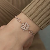 Lucky Life 925 Ayar Gumuss  Rose Baget Taşlı Kar Tanesi Bileklik - 3