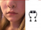 Hologram Mıknatıslı Fake Burun Piercing -Top Ve Ok Uçlu Paslanmaz Septum Deliksiz Pirsing - 5