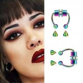 Hologram Mıknatıslı Fake Burun Piercing -Top Ve Ok Uçlu Paslanmaz Septum Deliksiz Pirsing - 1