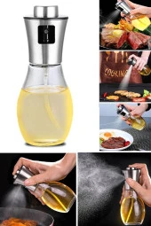 nefertiya Sprey Yağdanlık Cam Şişe 200 Ml Kolay Püskürtme Zeytinyağı Sprey Şişesi - 1