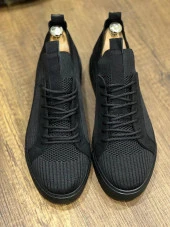 KB-112 Siyah Siyah TabanTriko Bağcıklı  Günlük Erkek  Ayakkabı thumbnail 2