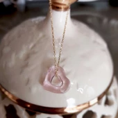 Pembe Swarovski Taşlı Kalp Gümüş Kolye thumbnail 2