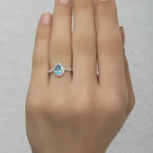 Lucky Life 925 Ayar Gumuss  Turkuaz Damla Taşlı Lucky Life Lucky Life Kadın Yüzük - 4