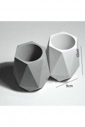 Beton Kalemlik Dekoratif Biblo Kalemlik Gri - 3