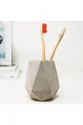Dekoratif Beton Kalemlik & Diş Fırçalık - Gri Beton - 3