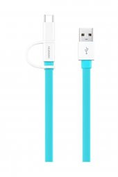 Huawei 2 in 1 Mavi Type-C Micro Usb Data ve Şarj Kablosu - 1