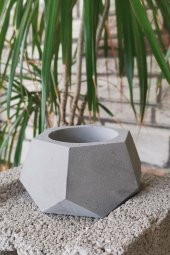 Dekoratif Beton Saksı Köşeli Doğal Beton Rengi - 3
