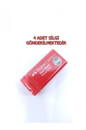 4 Adet Küçük Boy Kırmızı Renk Faber-castell Okul Silgisi - 1
