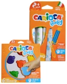 Carioca Teddy Şekilli Mum Boya ve Carioca Baby Marker 2 Adet Boyama Seti - 1