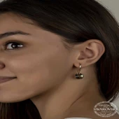 Swarovski Crystal Taşlı Lucky Life 925 Ayar Gumuss  Yeşil Taşlı Yuvarlak Sallantılı Lucky Life Lucky Life Kadın Küpe - 2