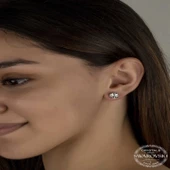 Swarovski Crystal Taşlı Lucky Life 925 Ayar Gumuss  Çivili Lucky Life Lucky Life Kadın Küpe - 2