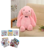 Uyku Arkadaşım PAPYONLU Uzun Kulak 65 cm Peluş Tavşan ve Eğitici Eğlenceli Etkinlik SETİ - 6