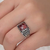Lucky Life 925 Ayar Gumuss  Kırmızı Zirkon Taşlı Çocuk Erkek Yüzük - 2