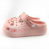 Yüksek Taban Jibbitz Süslü Crocs Pudra Terlik & Sandalet - 2