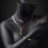 Taşsız 2 Sıra Su Yolu Altın Takı Seti thumbnail 3