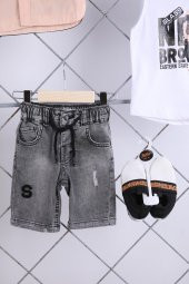 Babyhola Kısa Kol Gömlek Badi Pantolon Ayakkabı Erkek Çocuk Takım 4'lü Kombin 0745 - 5