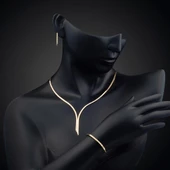 Taşsız Su Yolu Altın Takı Seti thumbnail 5