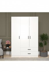 Midoser Yaman Mat Beyaz 3 Kapılı 2 Çekmeceli Elbise Dolabı-gardrop - 2
