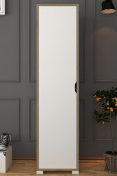 Midoser 40 Cm Açık Ceviz-beyaz 5 Raflı Kiler Tek Kapılı Banyo Ve Elbise Dolabı - Gardırop - 3