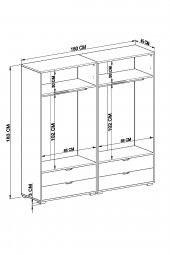 Midoser Duru Mat Beyaz 4 Kapılı 4 Çekmeceli Elbise Dolabı - Gardırop Seti - 3