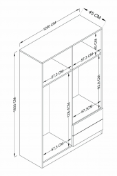 Midoser Yaman Açık Ceviz 4 Kapılı 2 Çekmeceli Elbise Dolabı - Gardırop - 4