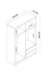 Midoser Yaman Mat Beyaz 4 Kapılı 2 Çekmeceli Elbise Dolabı - Gardırop - 4