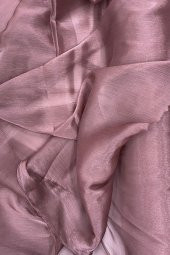 Abiye Elbiselik Işıltılı Tül Cam Organze Kumaş Koyu Gül - 1