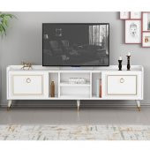 BMdekor TV Sehpası Raks Beyaz Gold 180 cm - 1