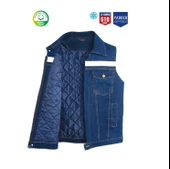 Kot İş Takımı Reflektörlü Kot Pantolon ve Reflektörlü Kapitoneli  İş Yeleği Kışlık Myform Marka 9129-2136 - 2