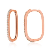 Lucky Life 925 Ayar Gumuss  Rose Zirkon Taşlı Halka Lucky Life Lucky Life Kadın Küpe - 1