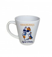 Kişiye Özel Rahat Kedi Temalı Porselen Konik Beyaz Kupa HK2728 thumbnail 2