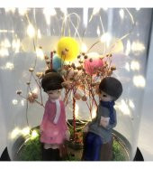 Sevgili Çift Işıklı Büyük Boy Fanus HK2711 thumbnail 3