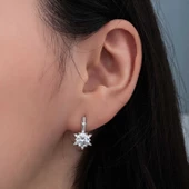 Lucky Life 925 Ayar Gumuss Çiçek Desenli Lucky Life Lucky Life Kadın Küpe - 3