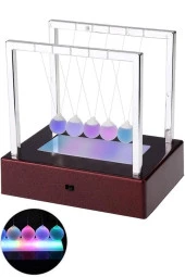 Renkli Işıklı Newton Beşiği Denge Balans Topları Pilli 15 cm - 6