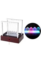 Renkli Işıklı Newton Beşiği Denge Balans Topları Pilli 15 cm - 9