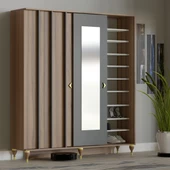 VİLZA ANTRASİT GRİ SÜRGÜ KAPAKLI AYNALI PORTMANTO VESTİYER - 2