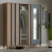 VİLZA ANTRASİT GRİ SÜRGÜ KAPAKLI AYNALI PORTMANTO VESTİYER - 3