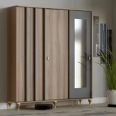 VİLZA ANTRASİT GRİ SÜRGÜ KAPAKLI AYNALI PORTMANTO VESTİYER - 1