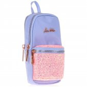 Kaukko Kalem Çantası Bright Junior Bag Taşlı-Floral Mavi Üç Bölmeli Kalemlik - 1