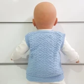 Triko Mavi Erkek Bebek Yelek - 3
