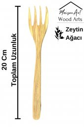 Zeytin Ağacı Çatal | 1 Adet El Yapımı Ahşap Salata Çatalı - 3
