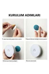 6 Adet Koridor Ve Merdiven Için Şarjlı Hareket Sensörlü Led Işık Beyaz Işık - 4